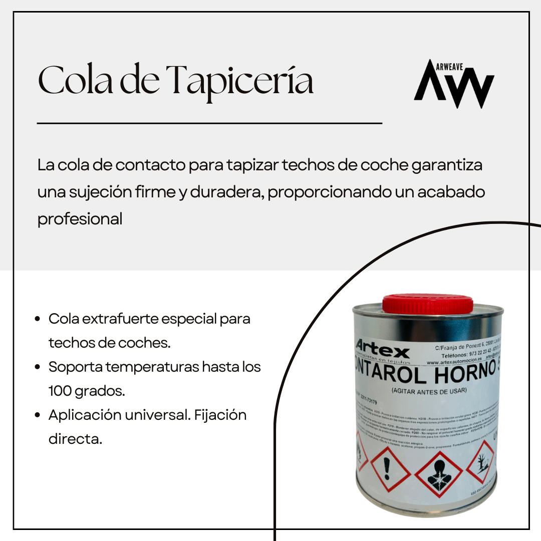 Kit para tapizar techo de coche y puertas (Tela foamizada + Cola para tapicería + Brocha)Arweave Textil