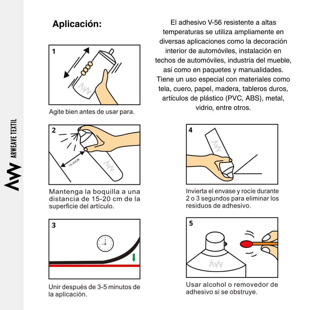 Cola en Spray para Tapizar – Resistente a Altas Temperaturas - 600 mlArweave Textil