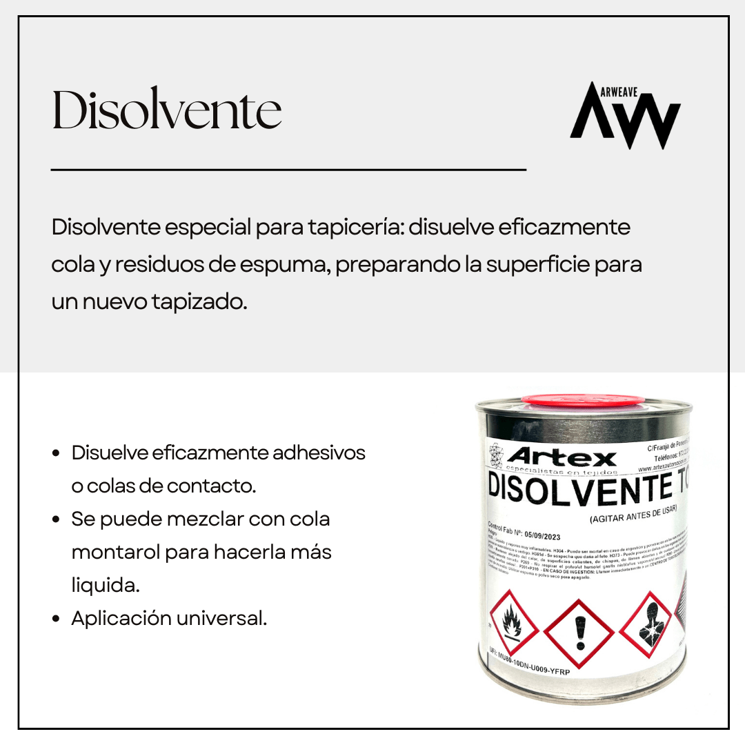 Disolvente de pegamento, cola de contacto y adhesivosArweave Textil