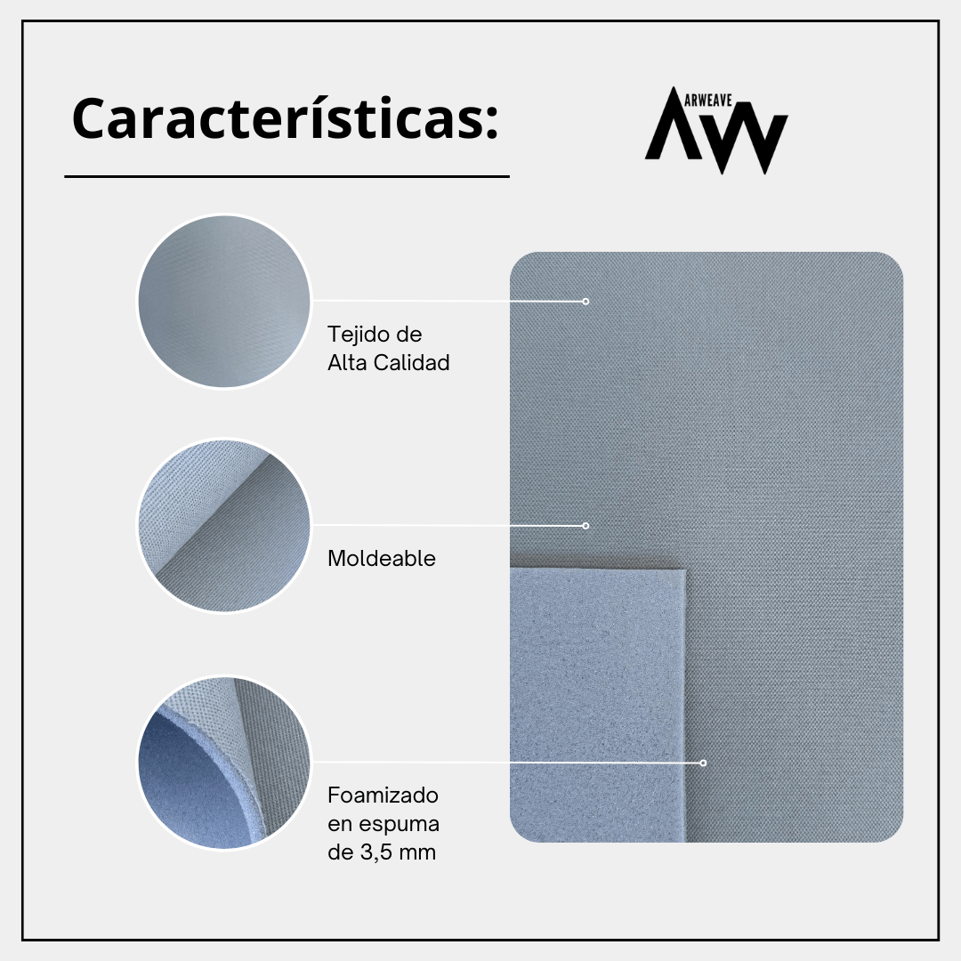 Tela foamizada para tapizar coche. Tapicería techo automóvil, puertas y interiores.Tela TechoArweave Textil