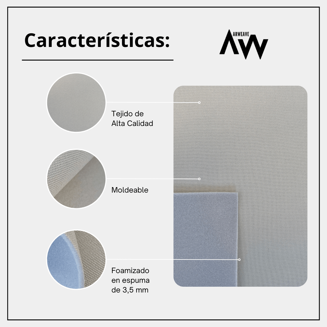 Tela foamizada para tapizar coche. Tapicería techo automóvil, puertas y interiores.Tela TechoArweave Textil