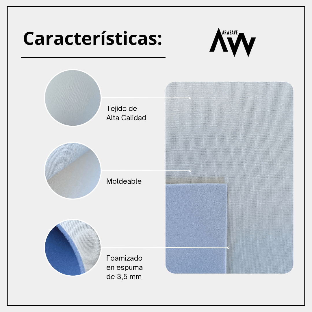 Tela foamizada para tapizar coche. Tapicería techo automóvil, puertas y interiores.Tela TechoArweave Textil