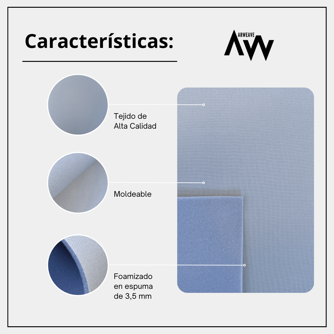 Tela foamizada para tapizar coche. Tapicería techo automóvil, puertas y interiores.Tela TechoArweave Textil