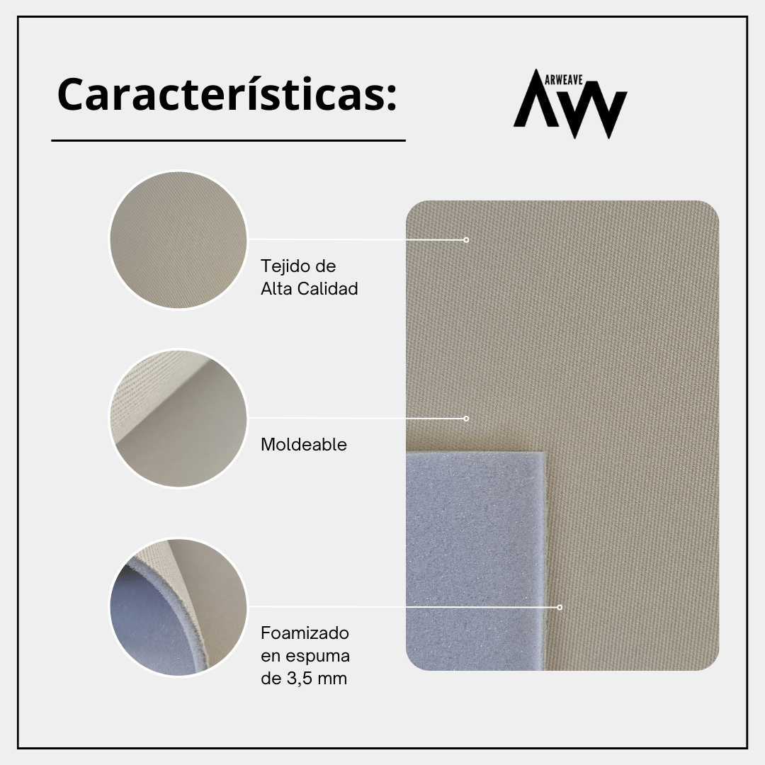 Tela foamizada para tapizar coche. Tapicería techo automóvil, puertas y interiores.Tela TechoArweave Textil